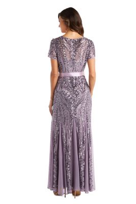 Petite Beaded Sequin Long Gown