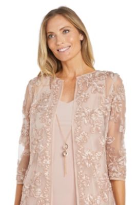2 Pc Emb Soutache And Ity Duster Jacket Dress