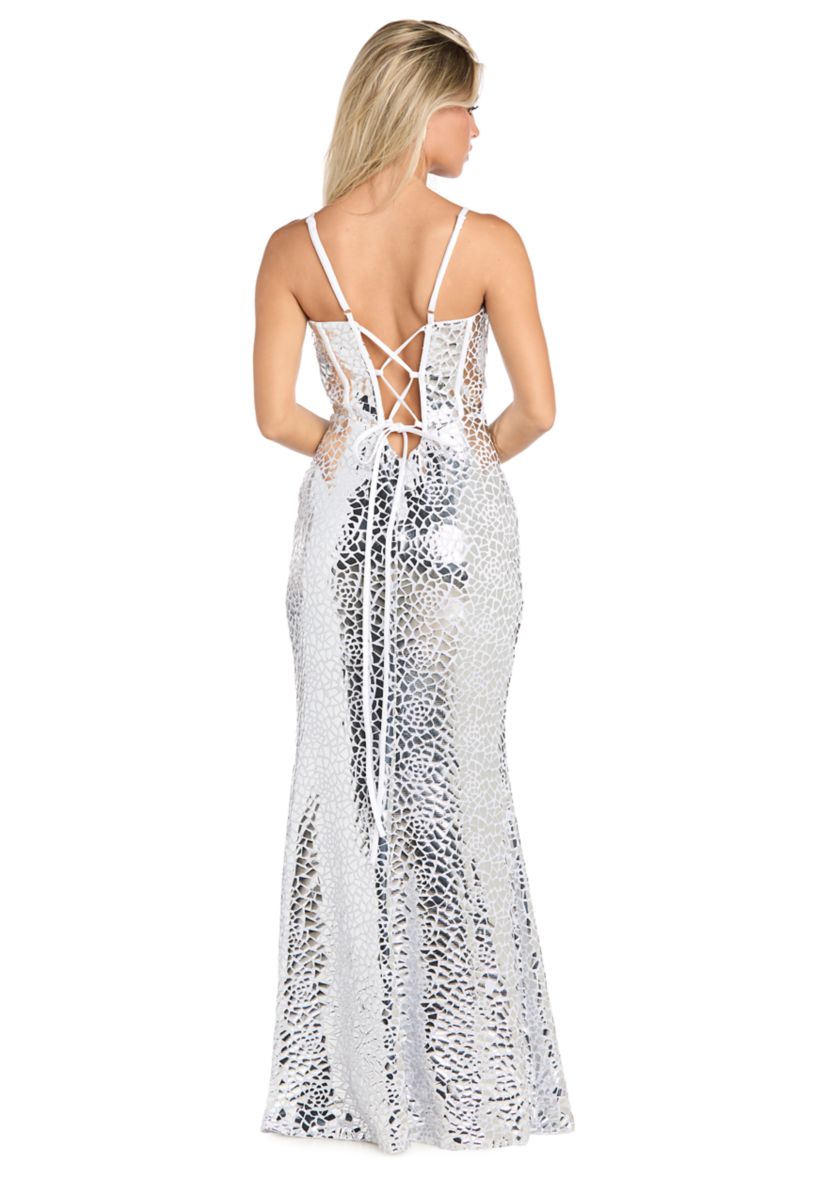 Sleeveless V-Neck Sequin Gown 