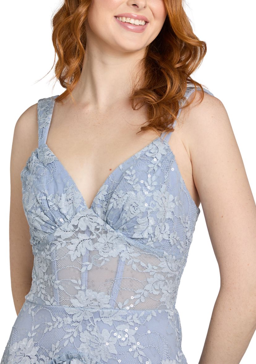 Morgan & Co. Women's Sleeveless Tiered Lace Gown | Belk