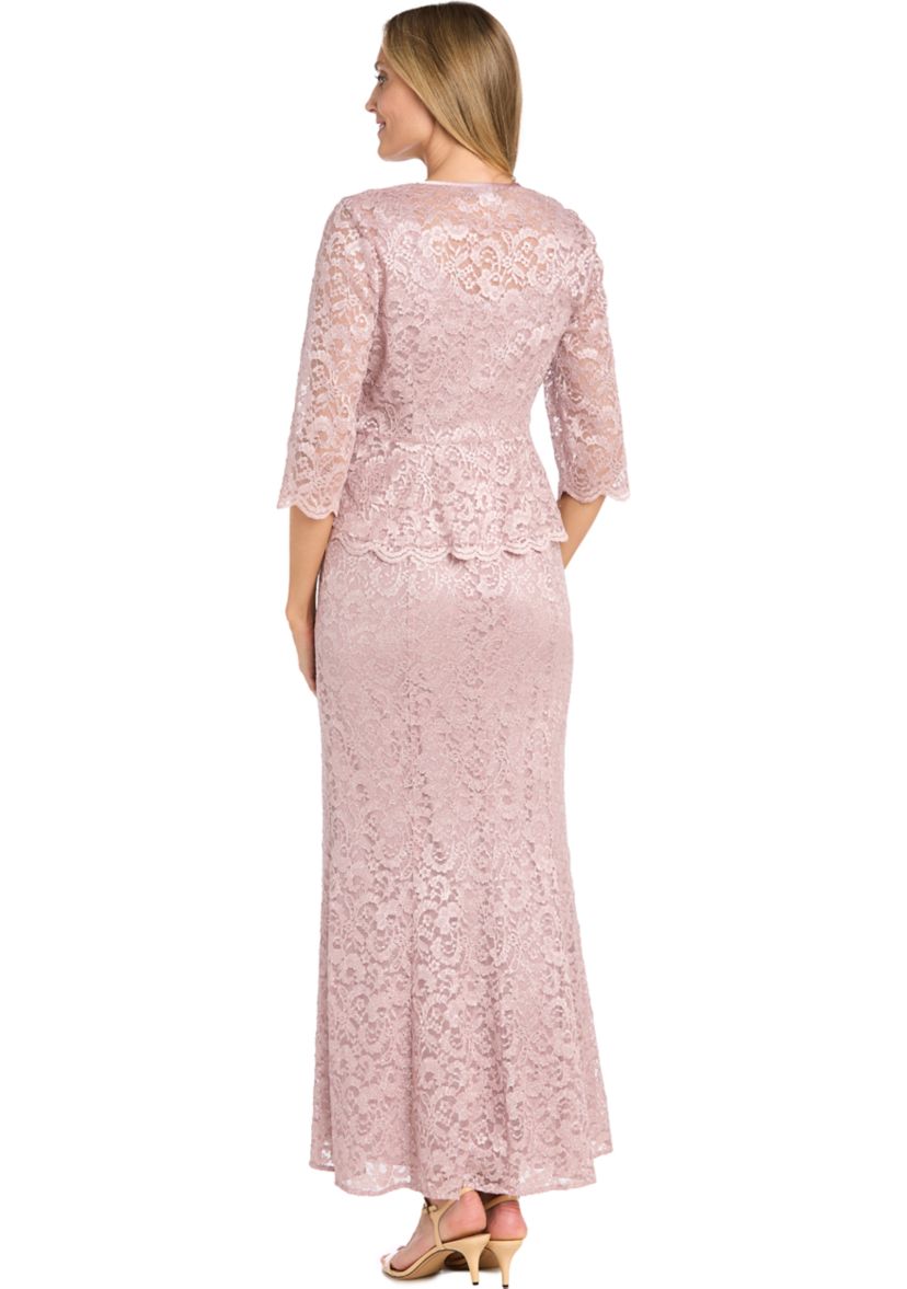 lace jacket for evening dress Floor-length Dress with Embroidered Lace Jacket  Gattinolli by Marwan