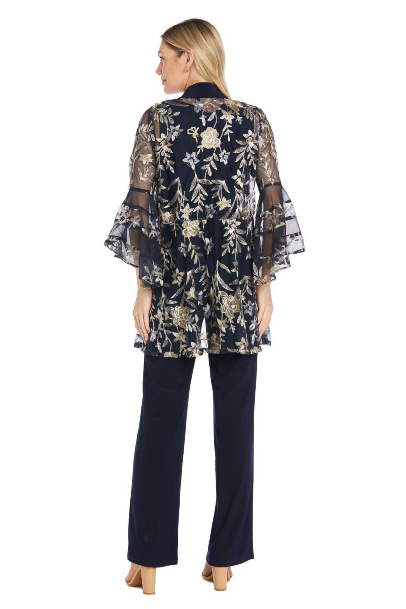 Missy 2Pc Threadwork Pantsuit with Illusion Bell Sleeve