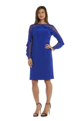 R&M Richards Women's Ruffled Illusion Sleeve Jumpsuit - Formal Black Jumpsuit For Weddings & Cocktail Parties