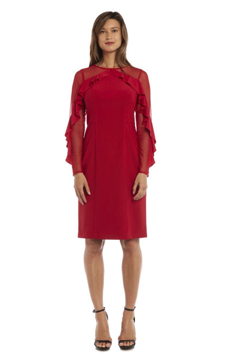 1Pc Short Illusion Bodice And Sleeves With Ruffle Accent