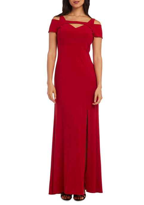Nightway Womens Cold Shoulder Jersey Gown