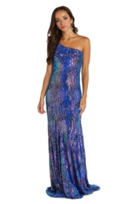 Long One Shoulder Swirl Patterened Sequins