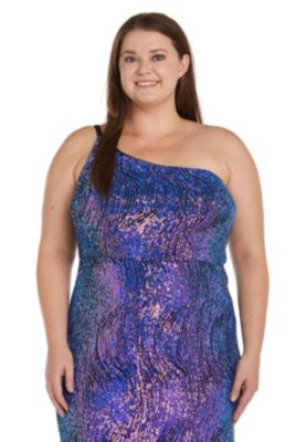 Long One Shoulder Swirl Patterened Sequins