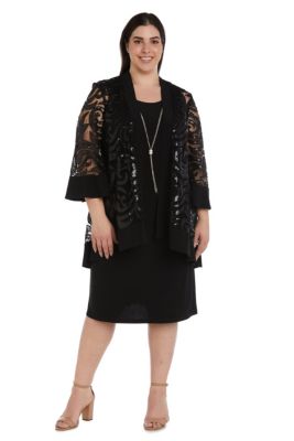 2Pc Flair Body 3 4 Sleeve Jacket Dress