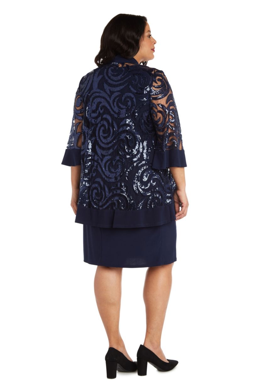 2Pc Flair Body 3 4 Sleeve Jacket Dress