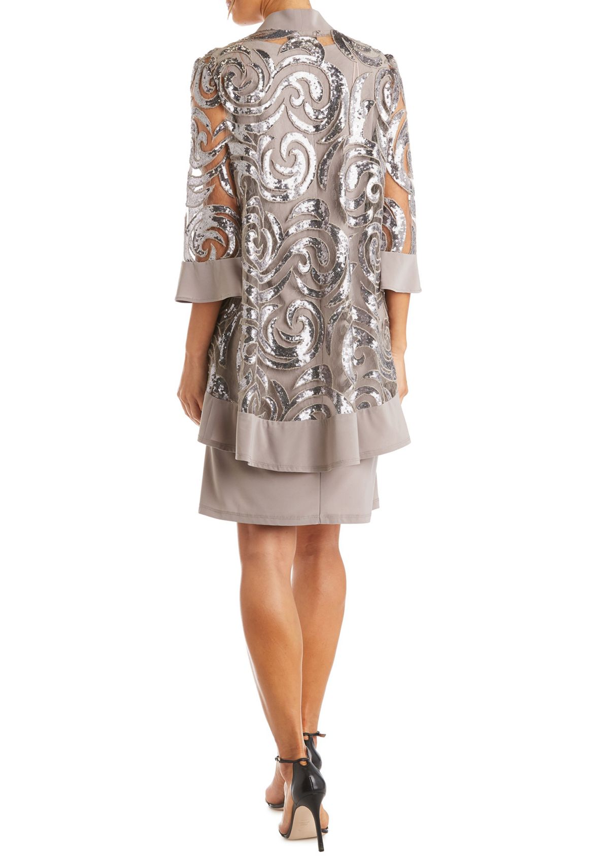Two-Piece Printed Jacket Dress & Necklace