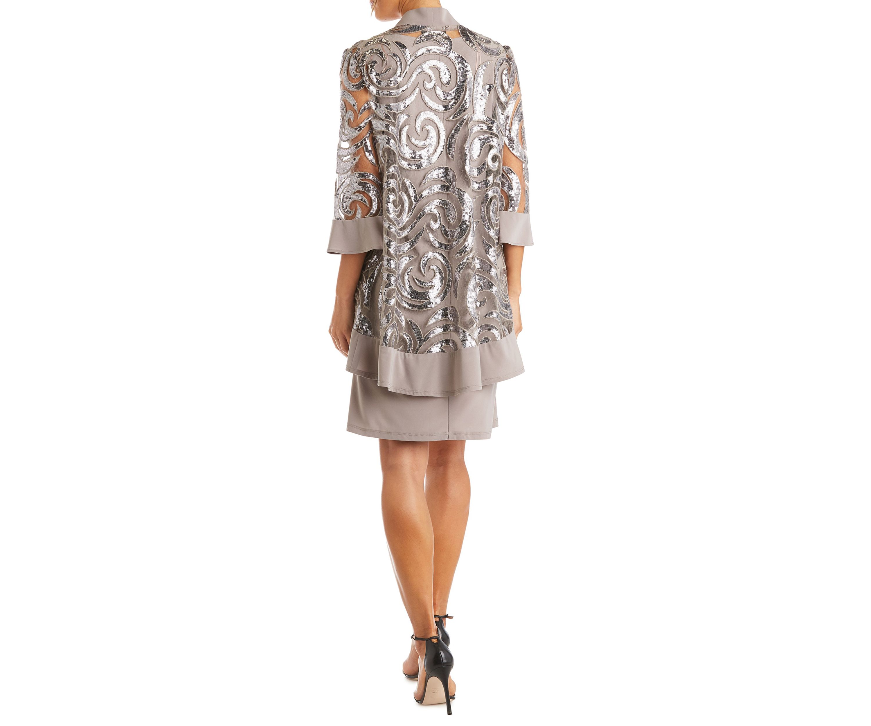 Two-Piece Printed Jacket Dress & Necklace