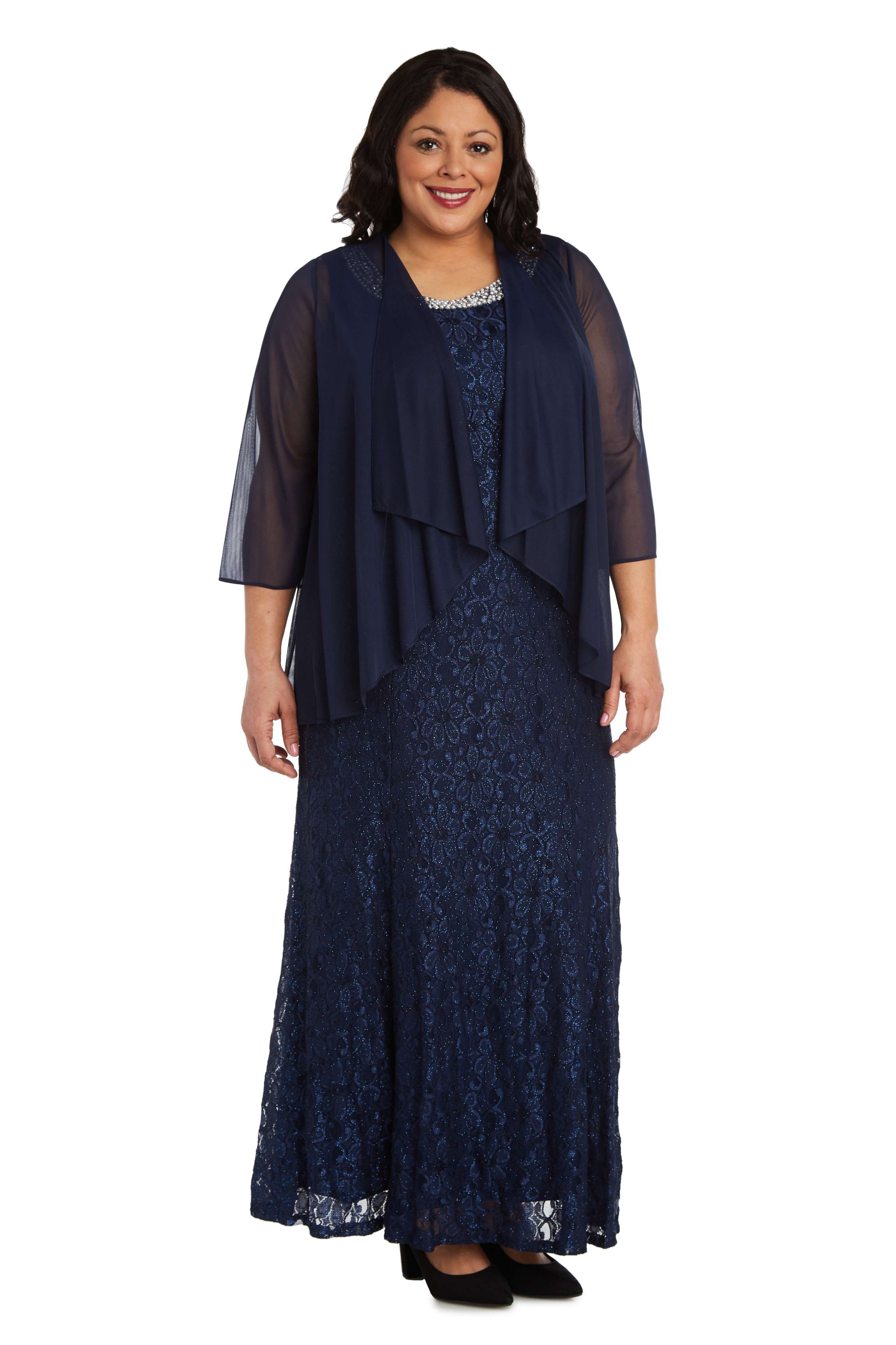 R & M Richards Long Lace Jacket Dress | Belk