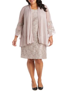 R & M Richards Plus Size 2-Piece Matte Chiffon Jacket Dress Set | belk