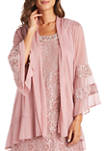 2 Piece Bell Sleeve Jacket Dress Over Lace and Beaded Shift Dress