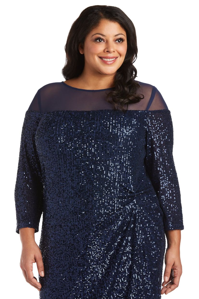 1Pc Short Sequin Dress With Illusion Bodice And Sleeve Cap