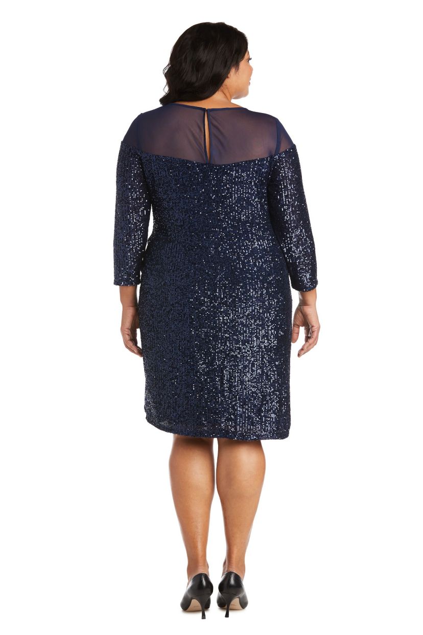 1Pc Short Sequin Dress With Illusion Bodice And Sleeve Cap
