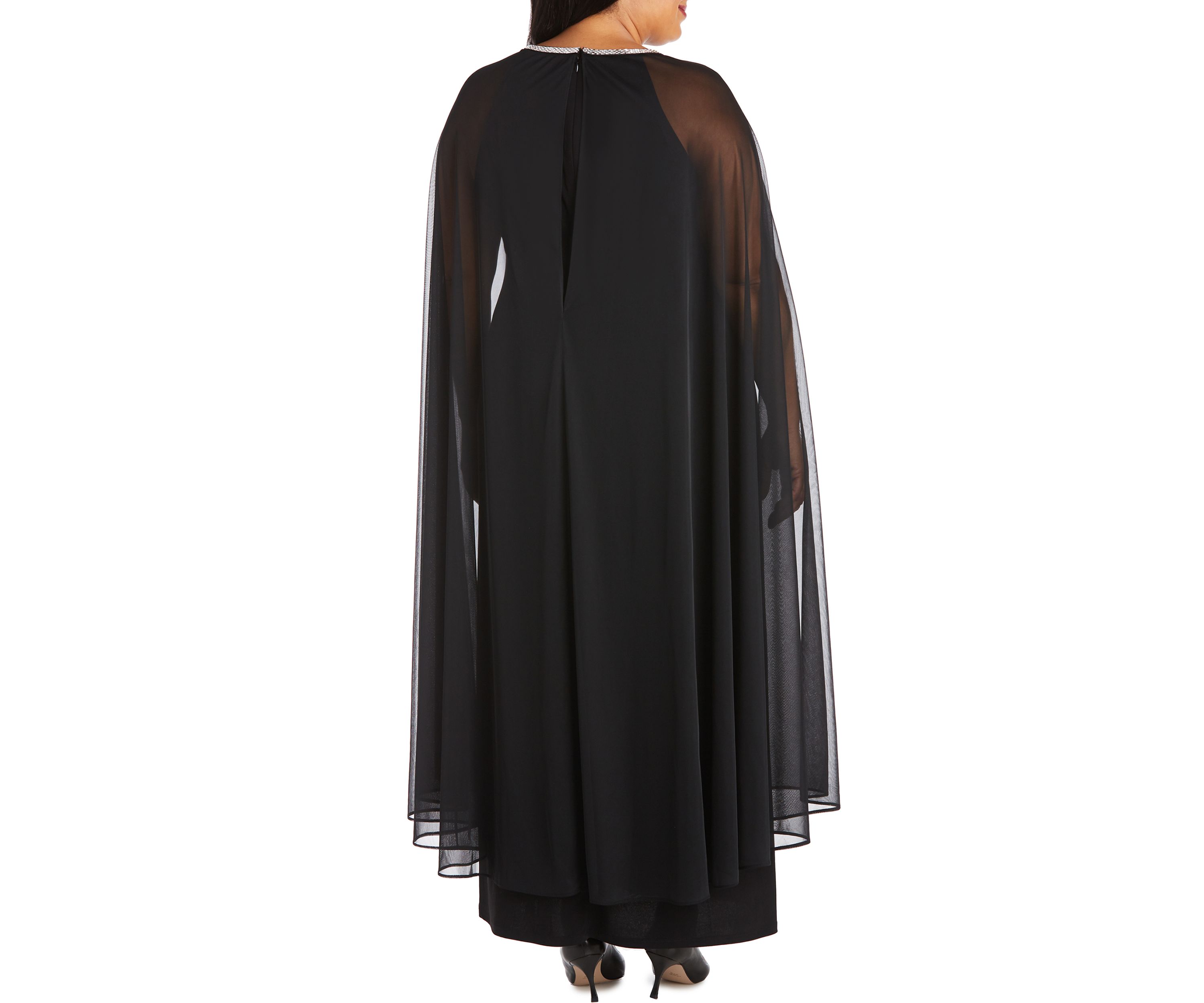 Long Sheath Dress with Rhinestone Neck