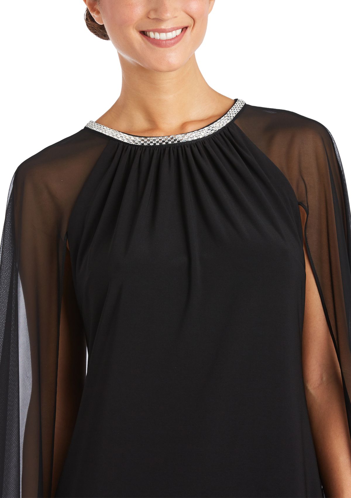 1Pc Short Mjc And Ity Dress With Rouched Neck