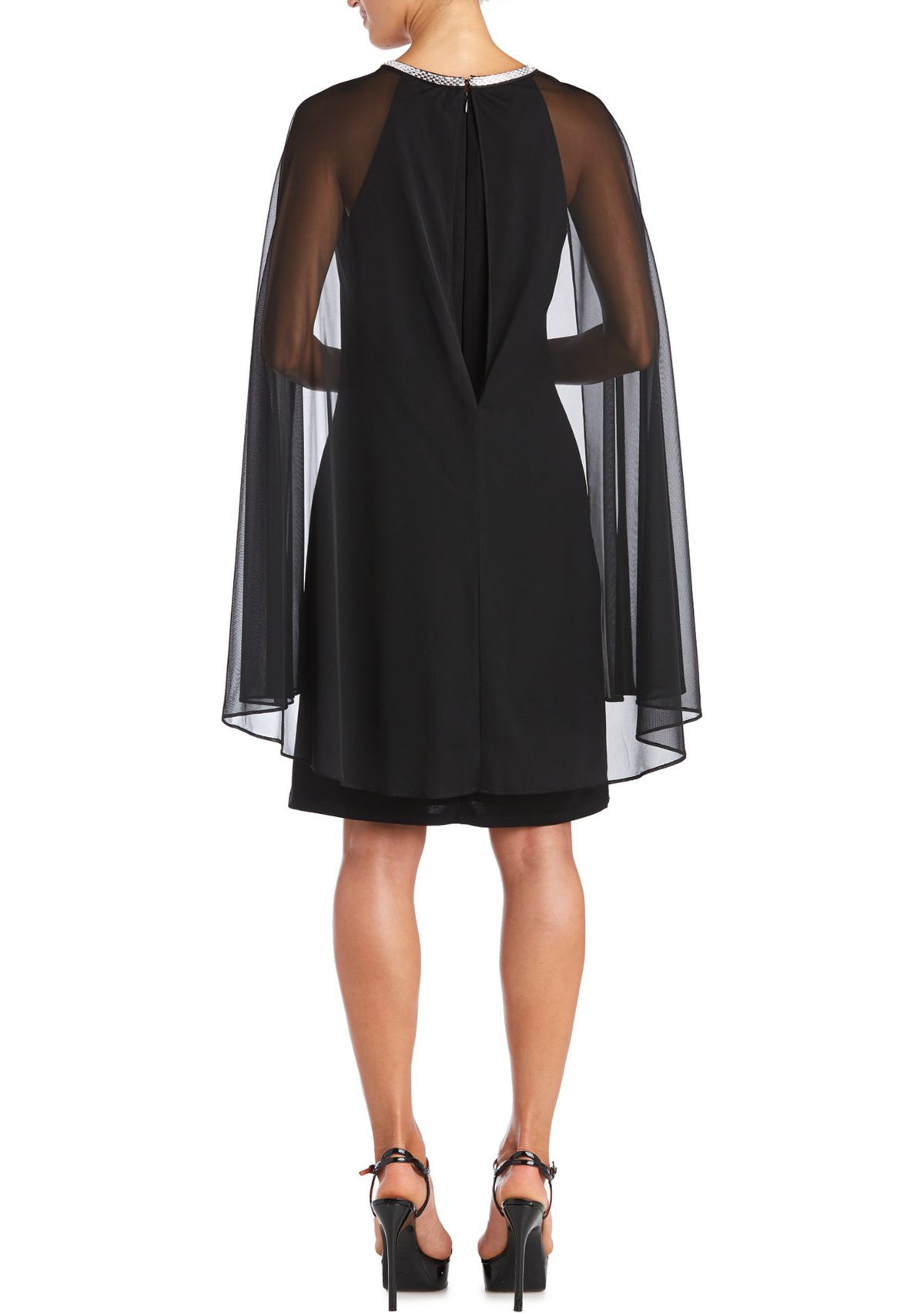 Womens Chiffon Cape Sleeve Dress