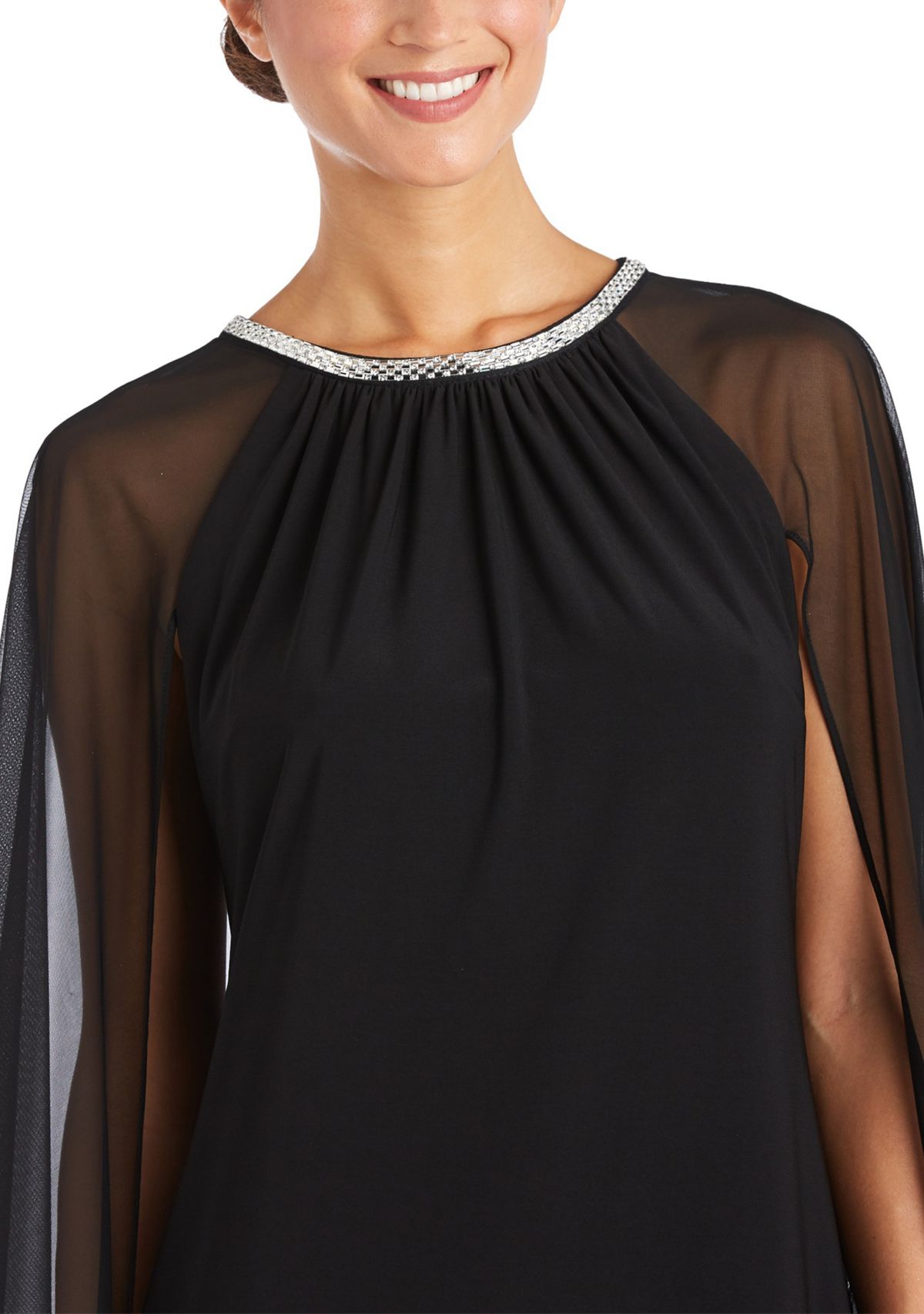 Womens Chiffon Cape Sleeve Dress