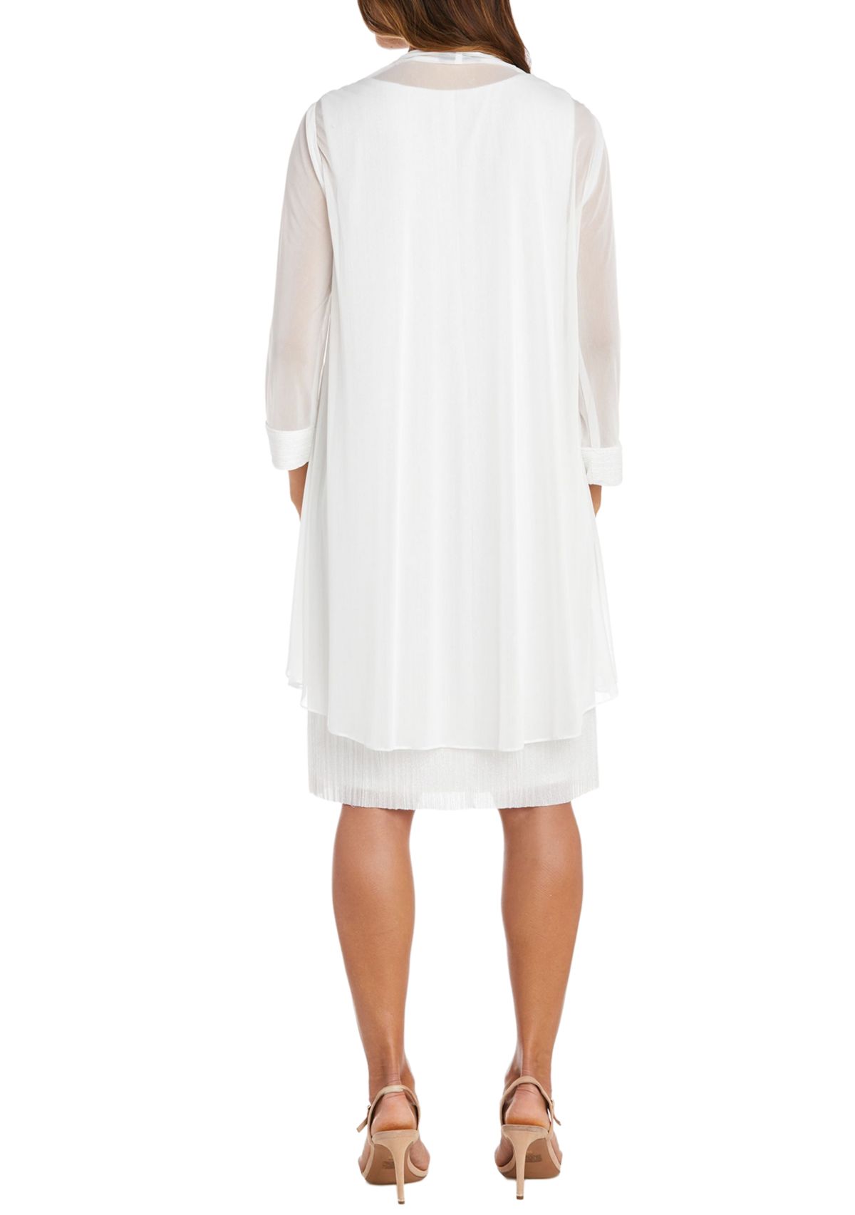 2Pc Fly Away 3 4 Sleeve Jacket Dress W  Jewel Neckline