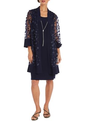 Women's 3/4 Sleeve Navy Jacket Dress