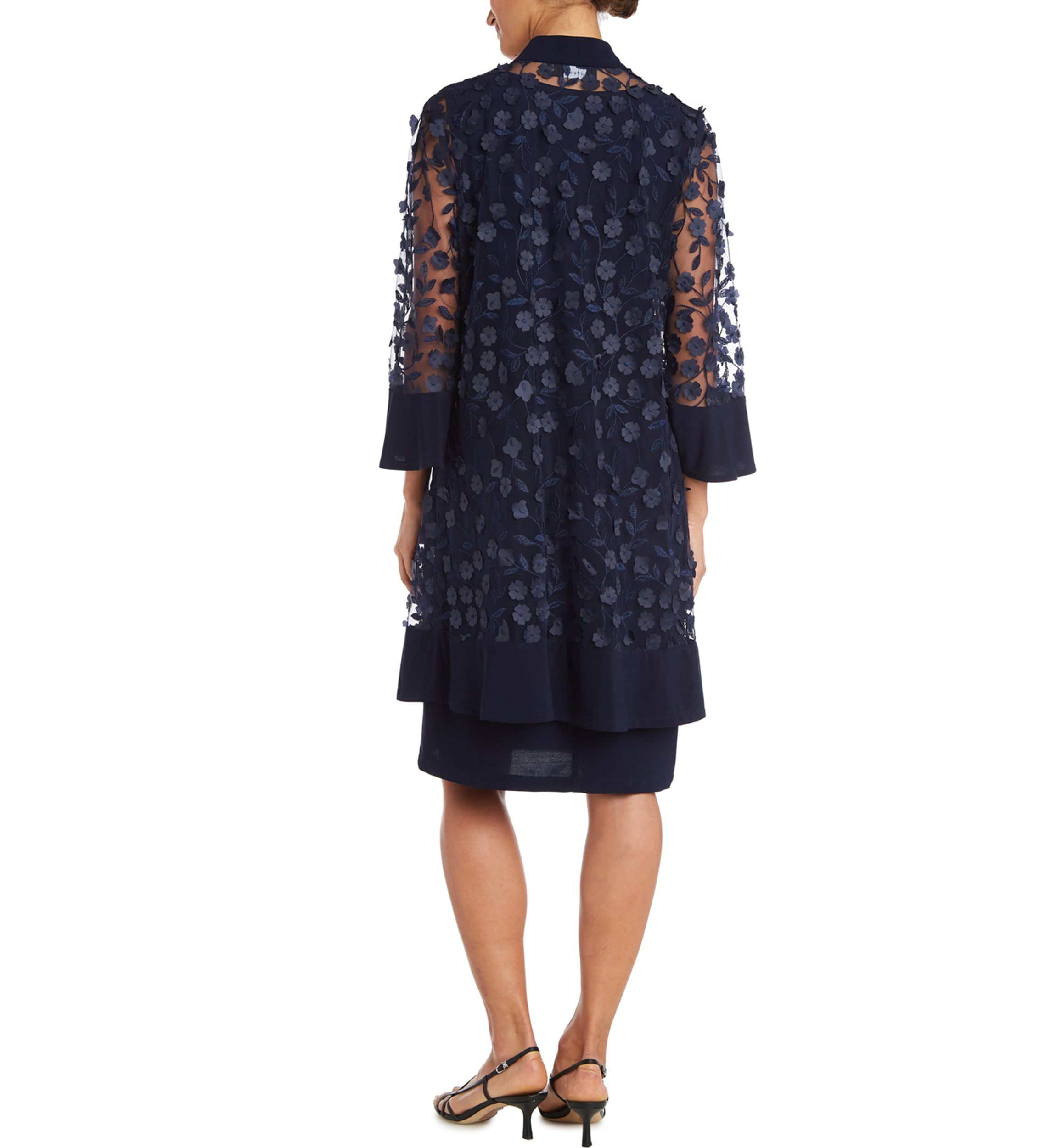 Womens 3/4 Sleeve Navy Jacket Dress
