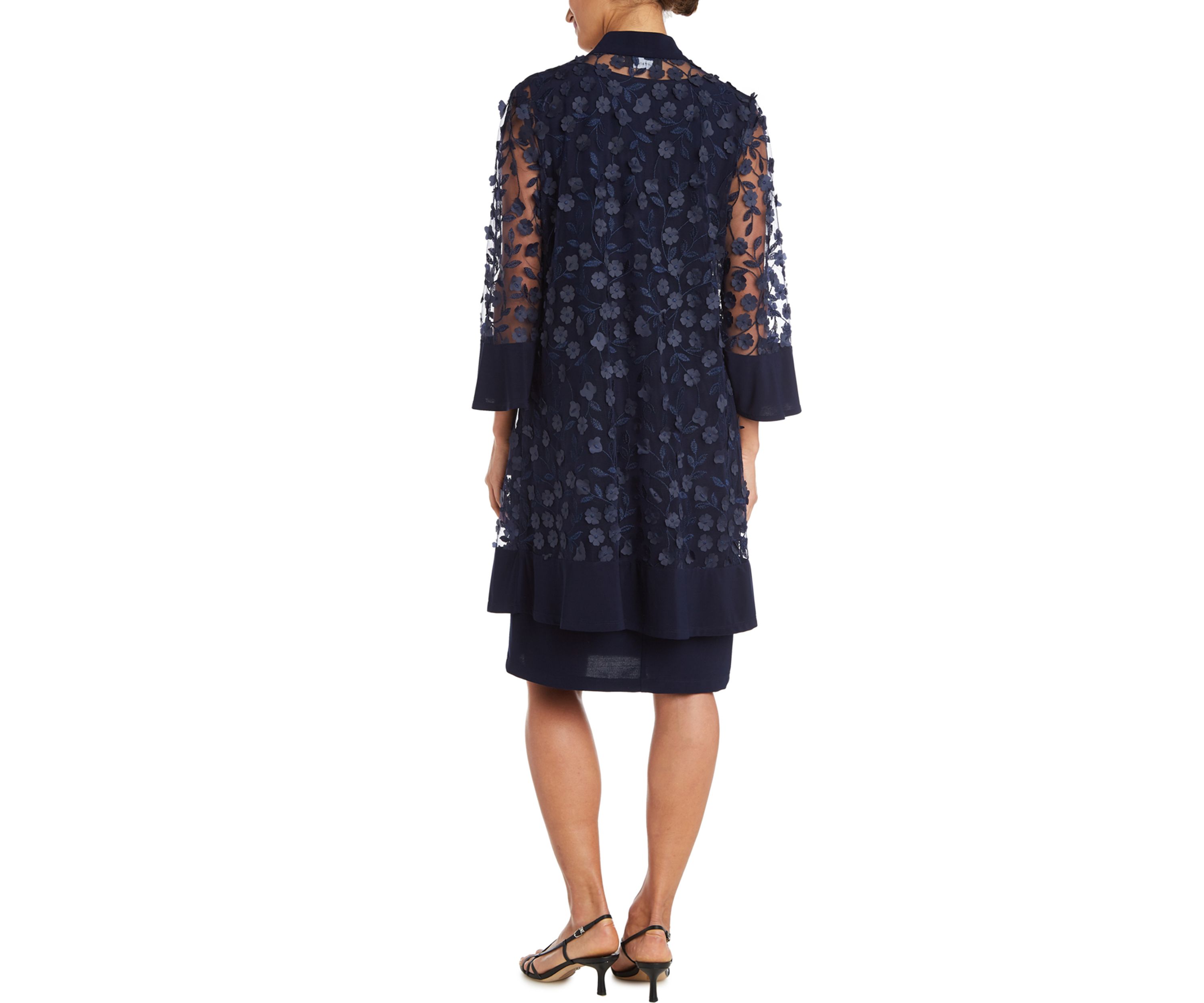 Womens 3/4 Sleeve Navy Jacket Dress