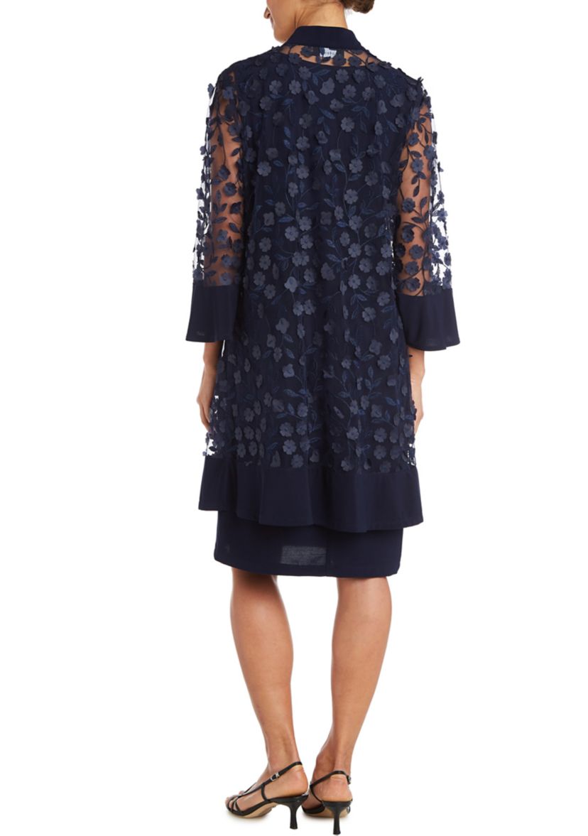 Womens 3/4 Sleeve Navy Jacket Dress