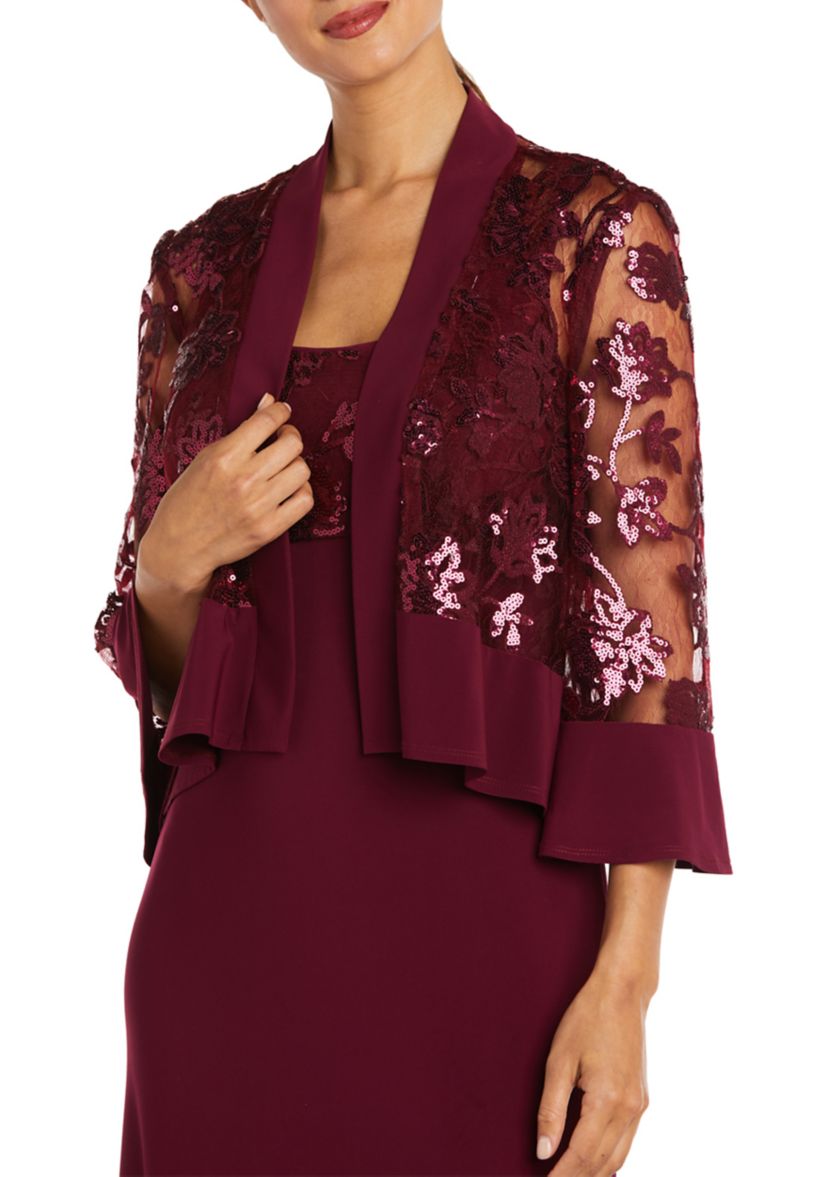 knee length dresses for ladies Sequenced Laced Jacket Dress main image 0