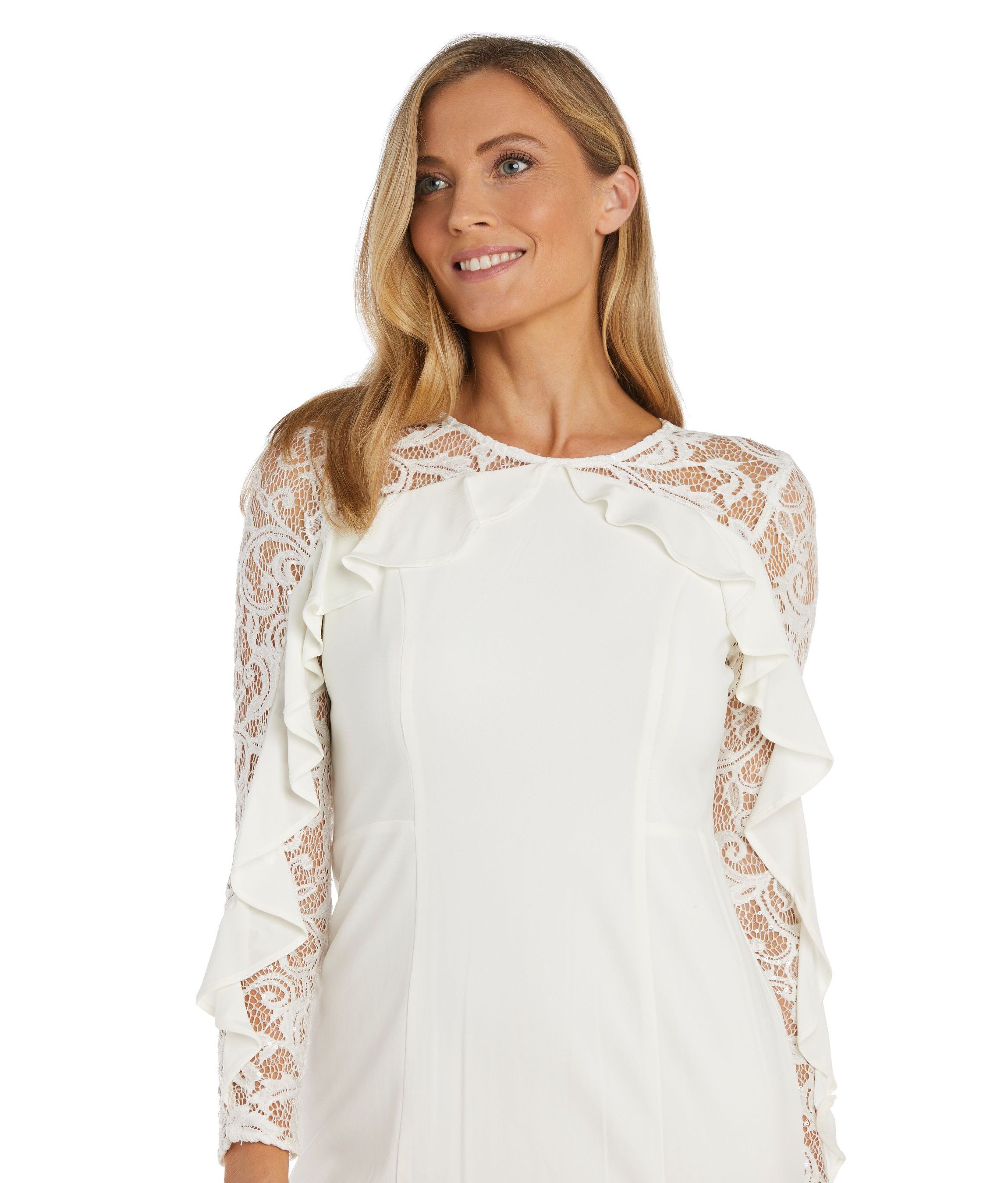 1Pc Short Dress With Illusion Bodice Sleeves