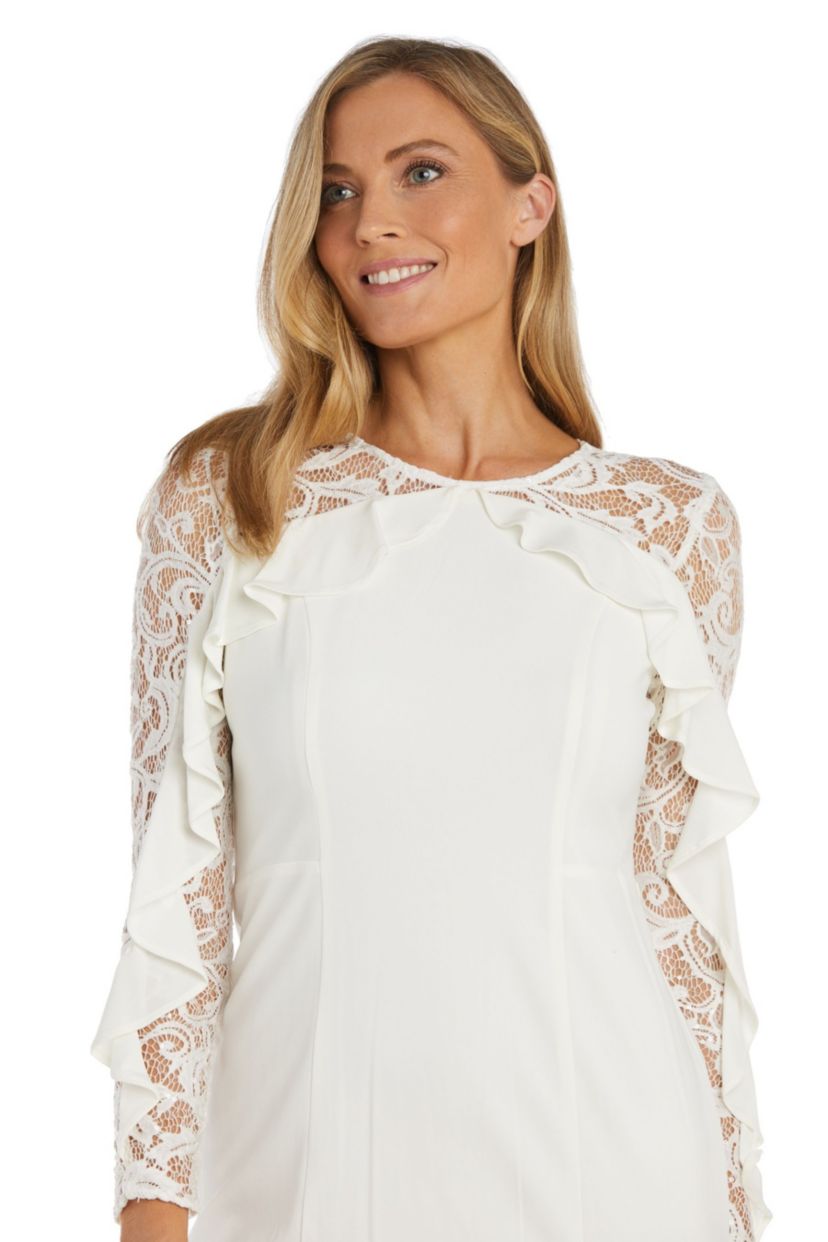 1Pc Short Dress With Illusion Bodice Sleeves