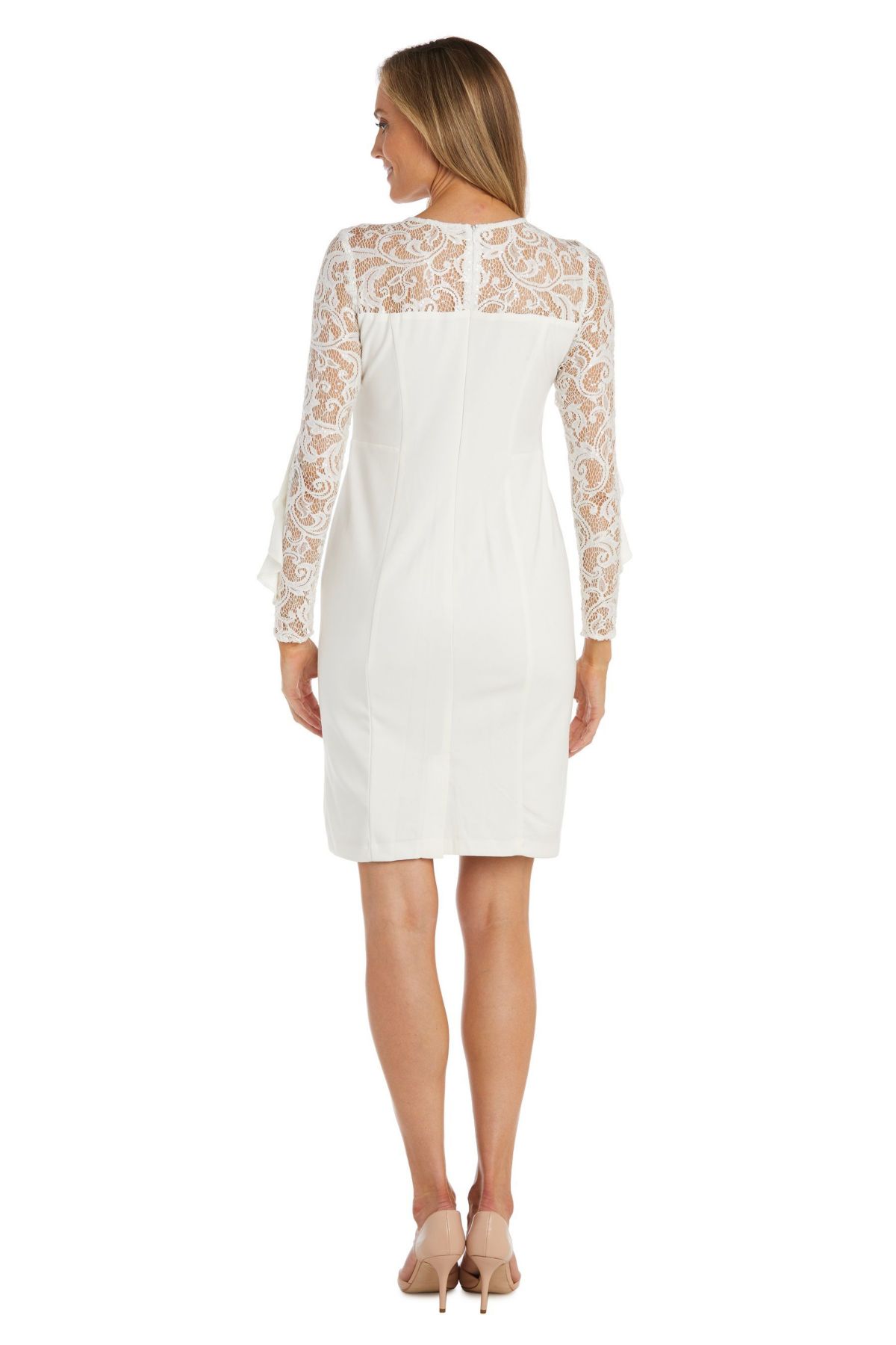 1Pc Short Dress With Illusion Bodice Sleeves