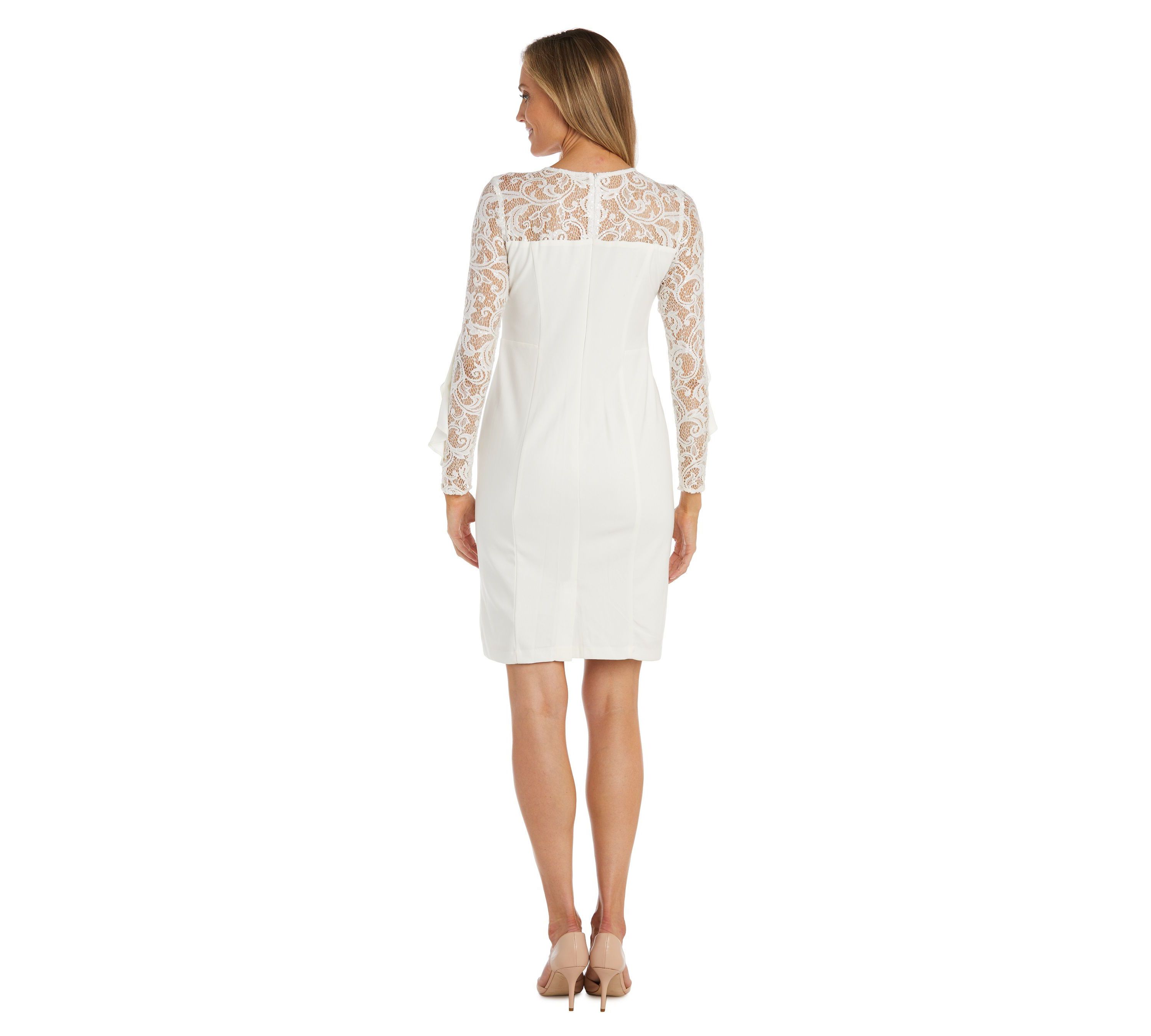 1Pc Short Dress With Illusion Bodice Sleeves