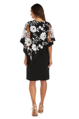 Floral Threadwork Poncho Dress