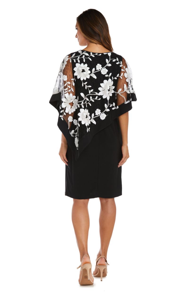 Missy Floral Threadwork Poncho Dress