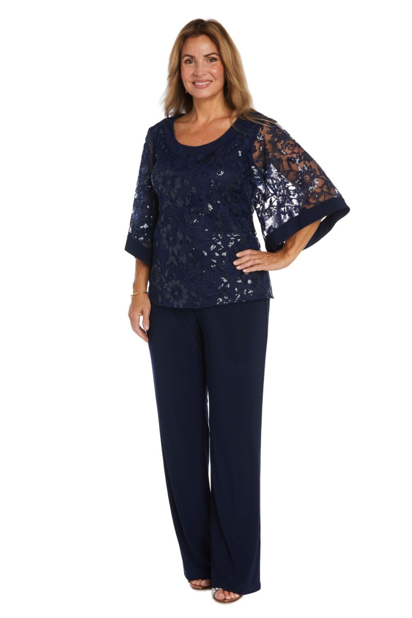 Pc Scoop Neck With Butterfly Sleeve Sequin Tunic And Ity Pant Set
