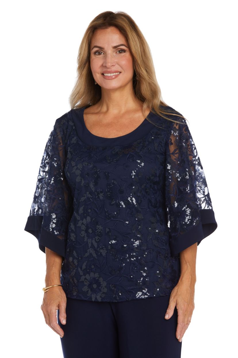 Pc Scoop Neck With Butterfly Sleeve Sequin Tunic And Ity Pant Set