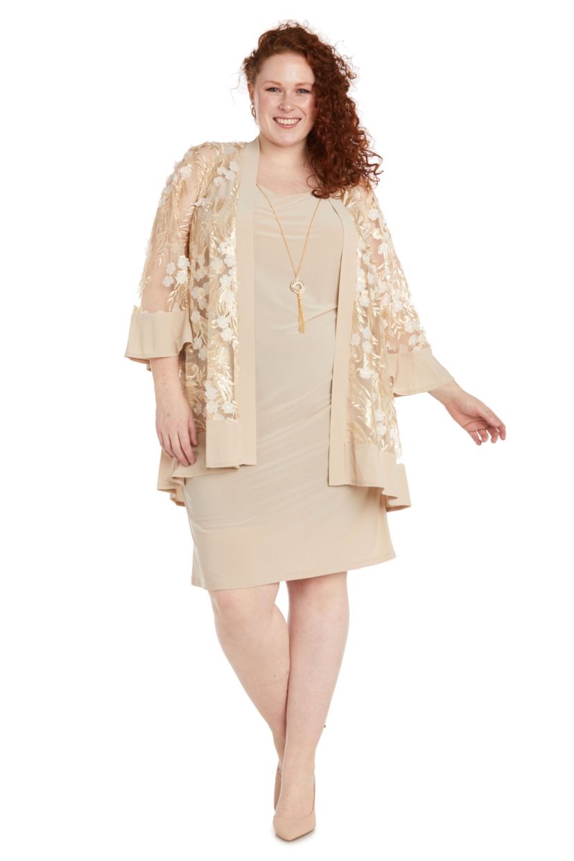 2Pc 3D Flower Emb Flower Tulle And Ity Jacket Dress