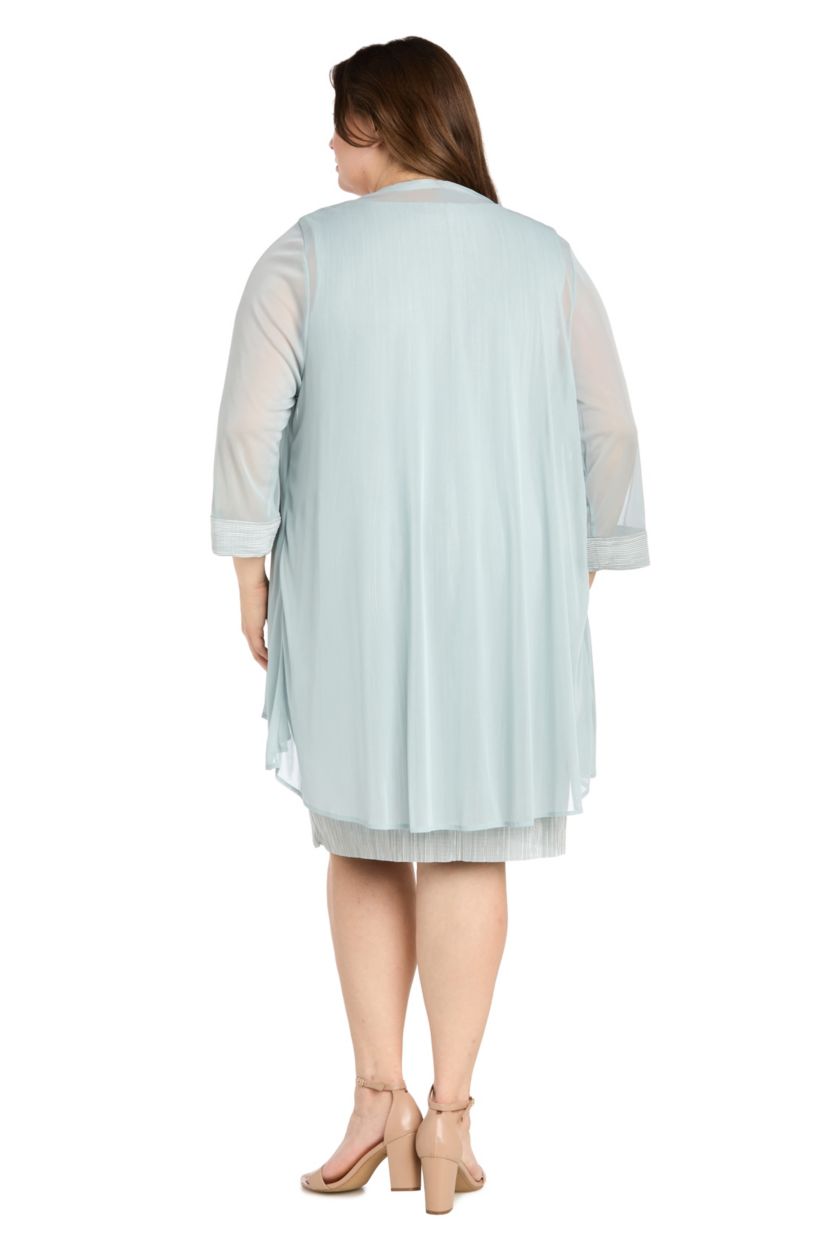 Womens 2Pc Pleated Bodre with Glitter Jacket Dress
