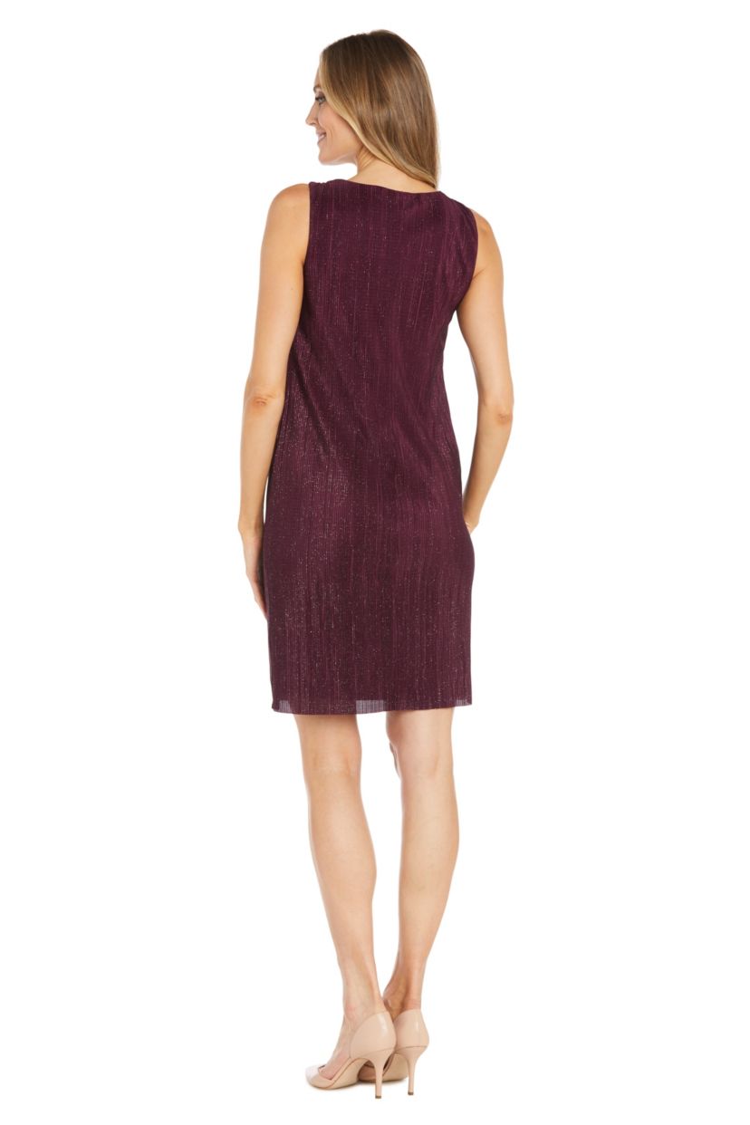 Missy 2Pc Pleated Bodre with Glitter Jacket Dress