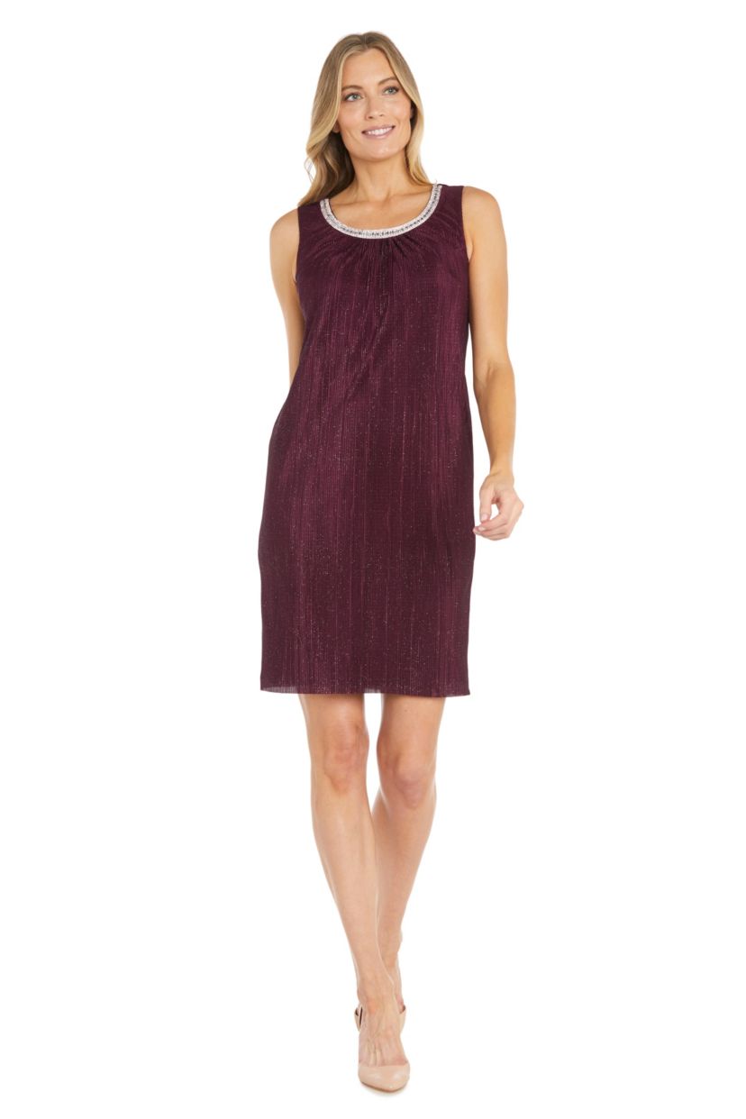 Missy 2Pc Pleated Bodre with Glitter Jacket Dress