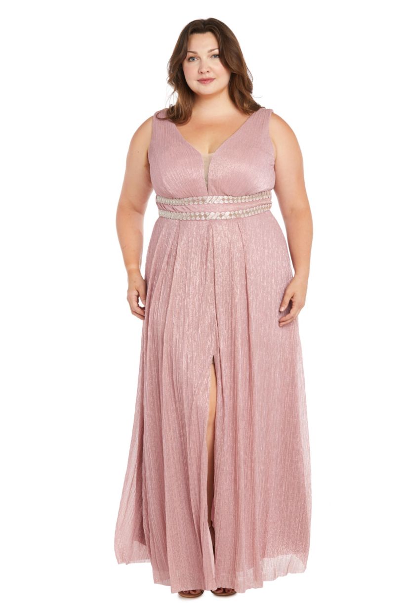 Long Vneck gown with Double Rhinestone Waist Detail
