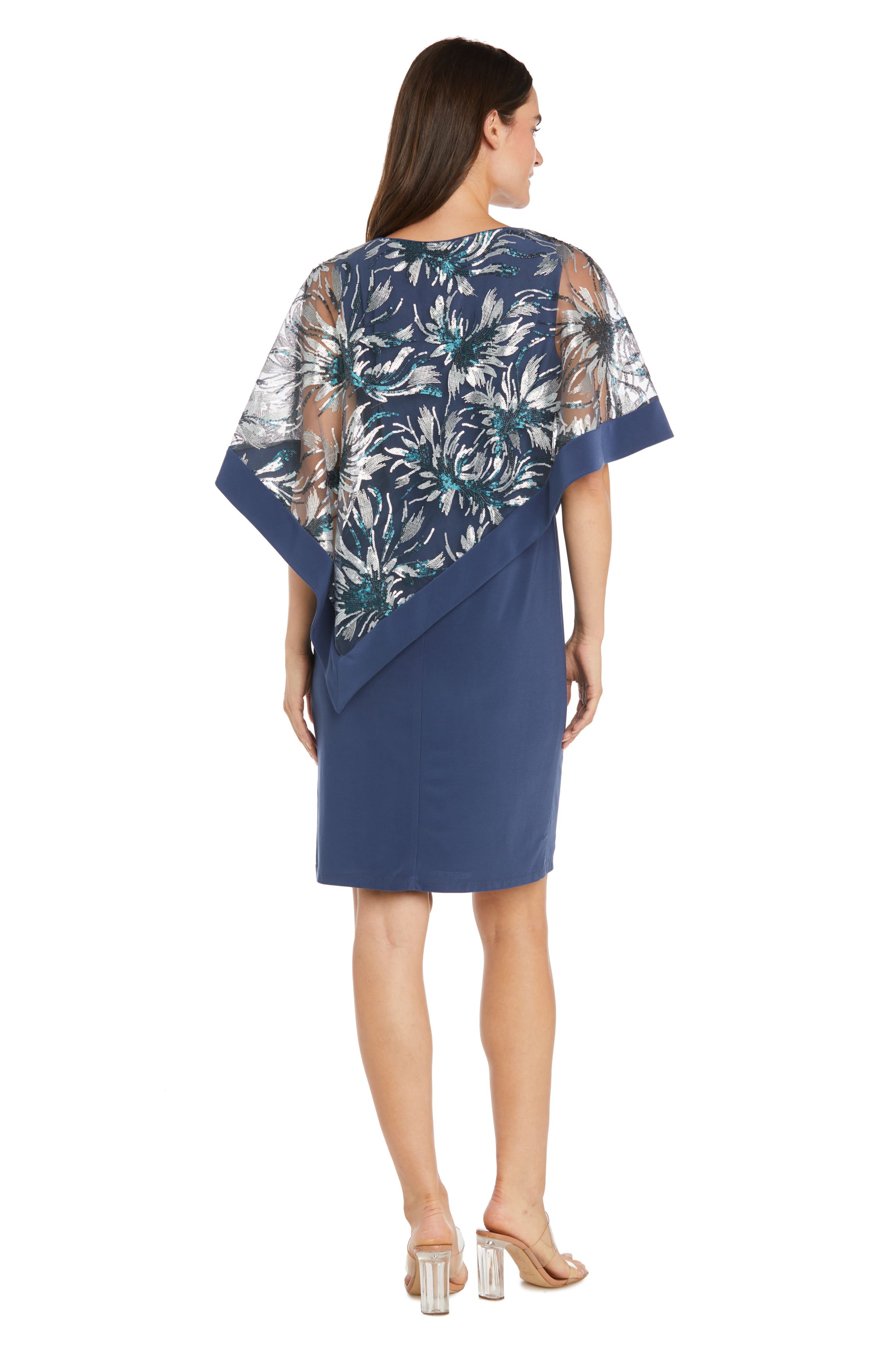Missy 1Pc Banded Embroidered Sequin Poncho Dress