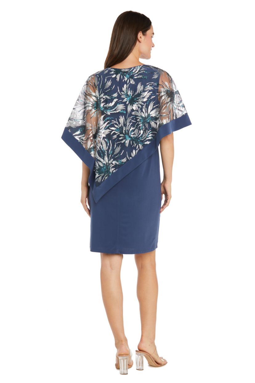 Missy 1Pc Banded Embroidered Sequin Poncho Dress