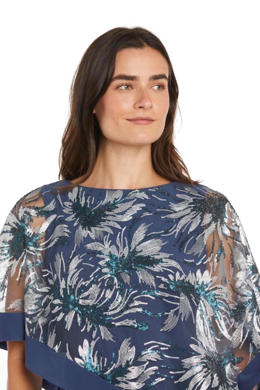 Missy 1Pc Banded Embroidered Sequin Poncho Dress