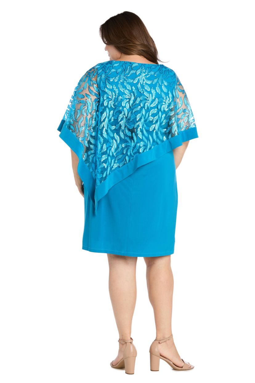 Womens 1Pc Leaf Sequin Pattern Poncho Dress