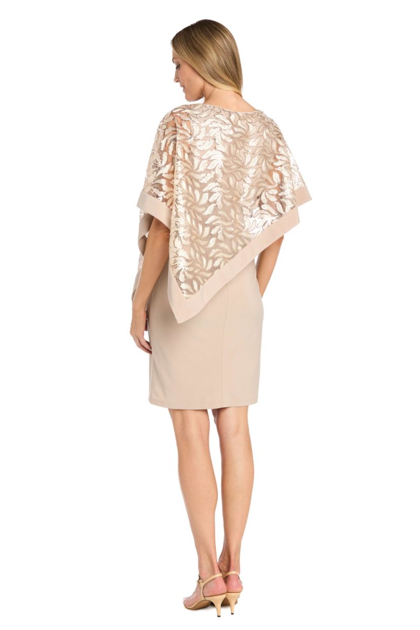 Missy 1Pc Leaf Sequin Pattern Poncho Dress