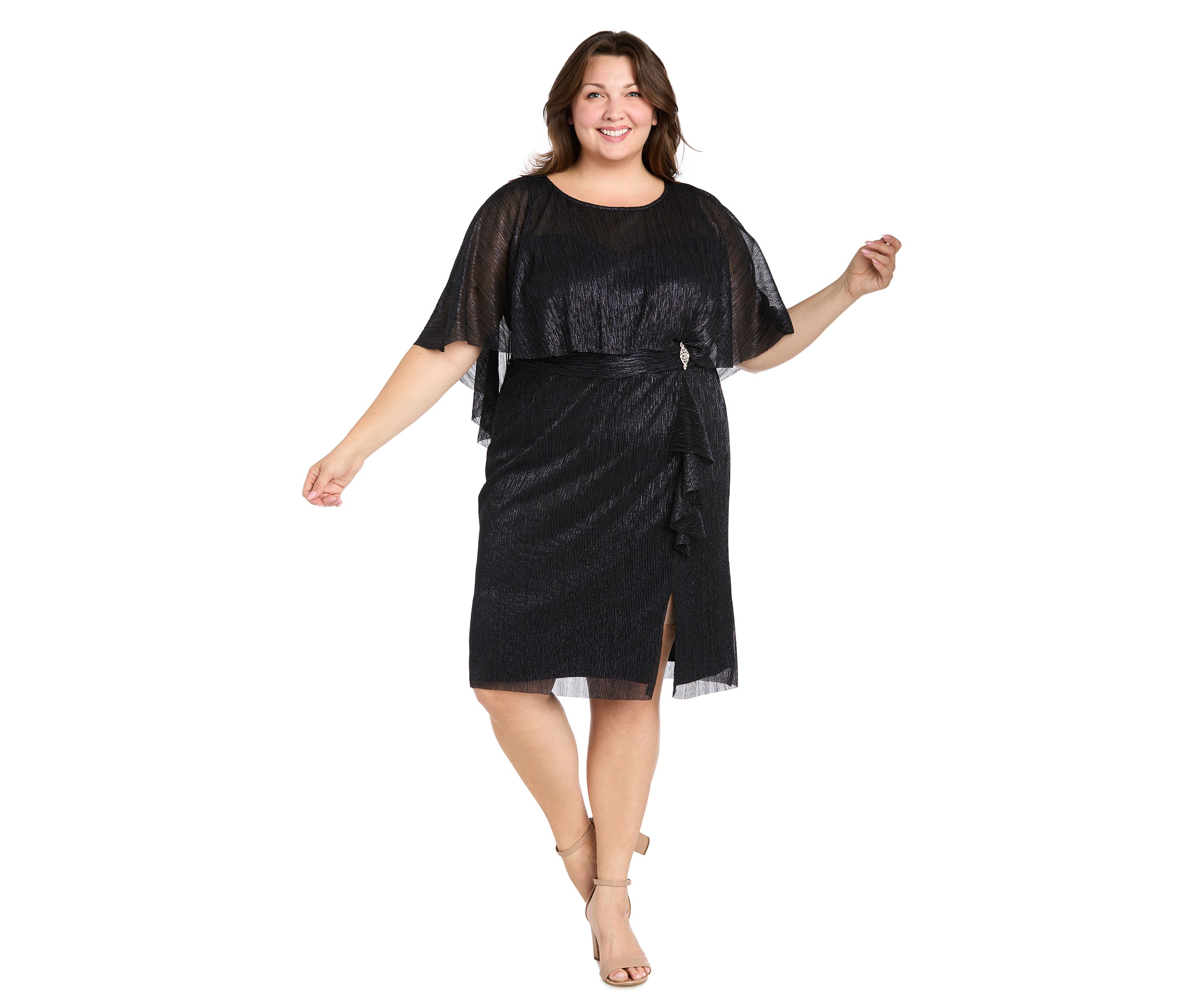 Plus Size Short Sleeve Crew Neck Chiffon Dress
