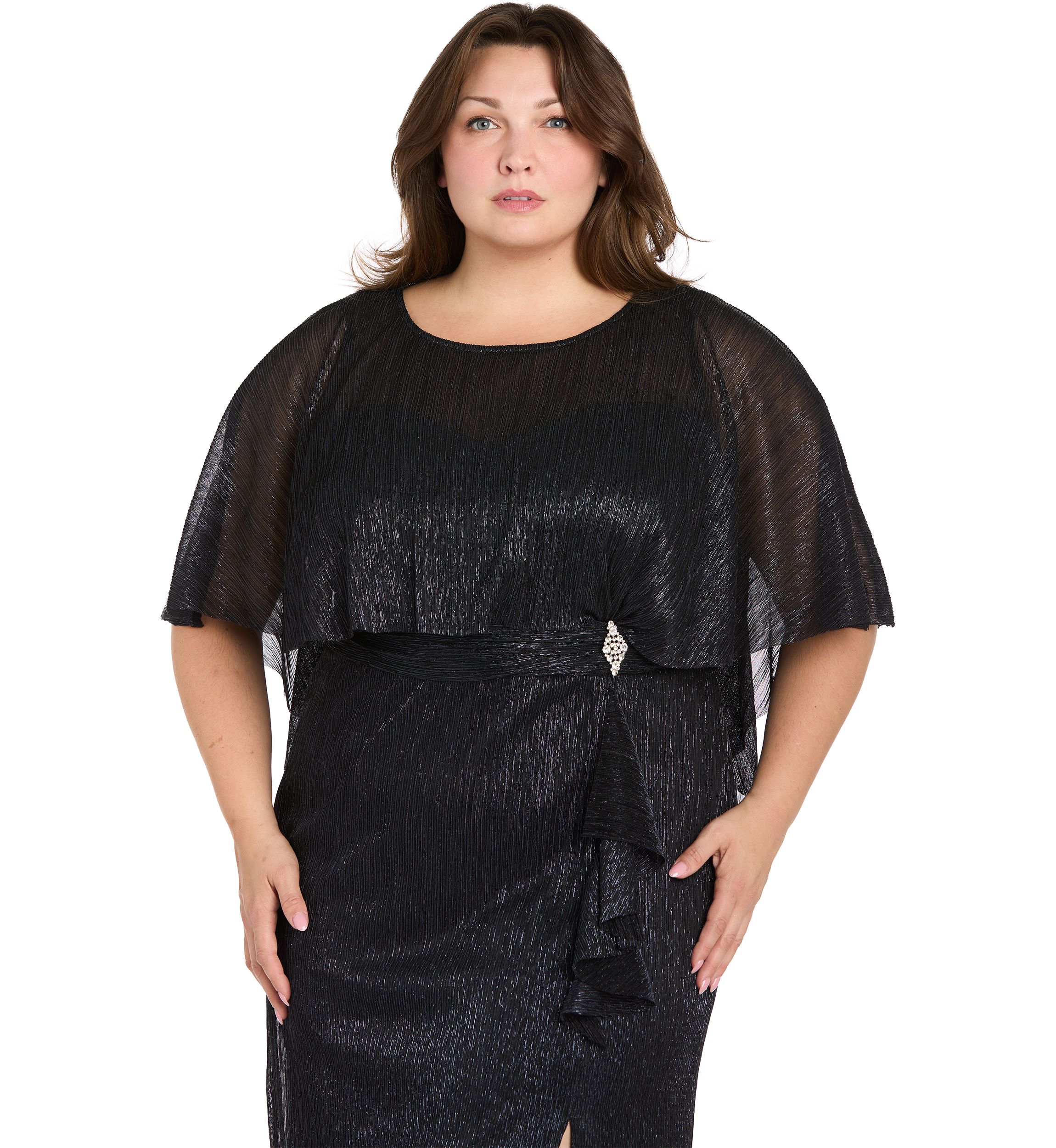 Plus Size Short Sleeve Crew Neck Chiffon Dress